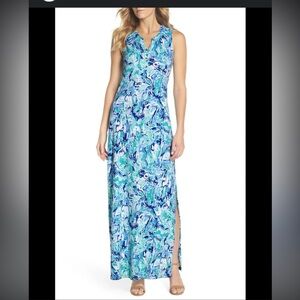 Lilly Pulitzer Essie Maxi Dress sleeveless novelty elephant summer size S
